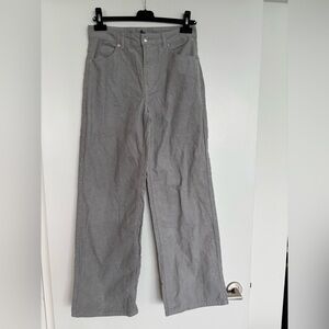 Divided 14” WAIST Corduroy High Waist Straight Leg Pants, Light Gray, Size 4.